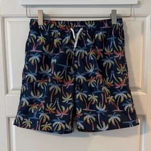 Boy’s Sunsations Palm Tree Print Swim Trunks, Size Large (L)